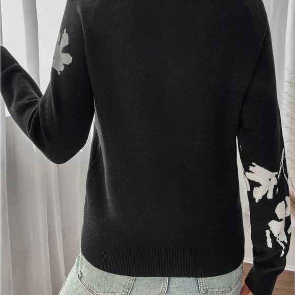 👁️New black floral print long sleeve sweater - Picture 6 of 6